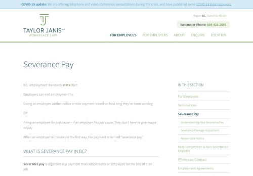 Taylor Janis LLP Vancouver Employment Lawyers