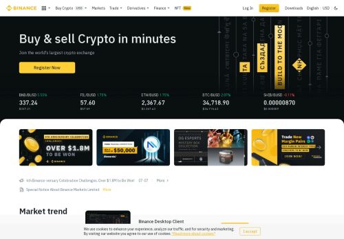 Buy Cryptocurrency on Binance